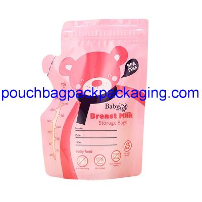 China Breast milk storage bag Food Grade double zipper on top 250ml for sale