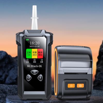 China Mr black 6 Convenient Alcohol Breath Analyser With Printer LED Display for sale