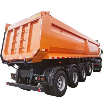 China Hydraulic Trailer Tipper Semi Truck Cylinder 4 Axles U Type 50 Tons End Dump for sale