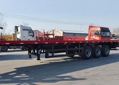 China 60 Tons Flatbed Truck Semi Trailer 20 / 40 FT Container Shipping 3Axles for sale