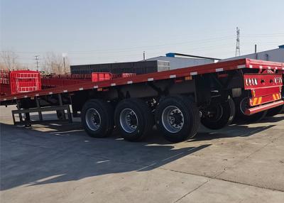 China Container Flatbed Truck Trailer 60t Semi 3 Axles 40FT Feet for sale