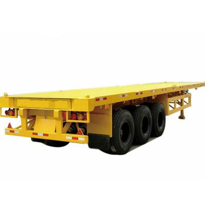 China Yellow 12500mm Flatbed Truck Container Q345 40ft Flat Bed Trailer for sale