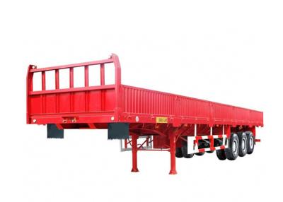 China Red 3 Axle 500mm Side Wall Semi Trailer 6.5T Bulk Cargo Trailer Transport for sale