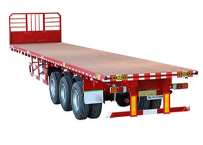 China Red Q235 Flatbed Truck Trailer 30T Triple Axle Flatbed Trailer 20ft for sale