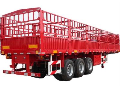 China Red 600mm Animal Transport Trailer 12R22.5 Triple Axle Semi for sale