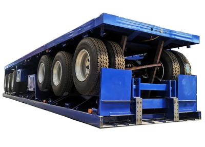 China Blue CE Flatbed Container Trailer 6m 18 Wheeler Flatbed Trailer For Shipping for sale