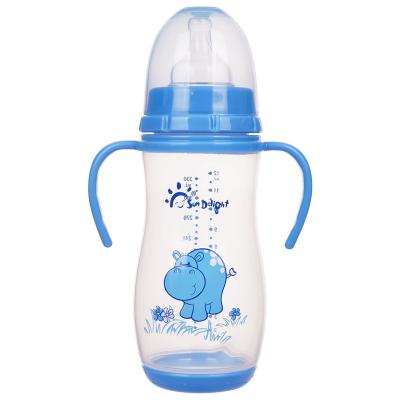 China 12oz 330ml PP Baby Bottle With Double Handle Phthalate Free Sterilizing for sale