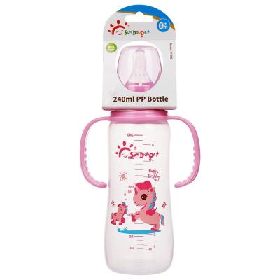 China PP Double Handle 8oz 240ml Newborn Baby Milk Bottle for sale