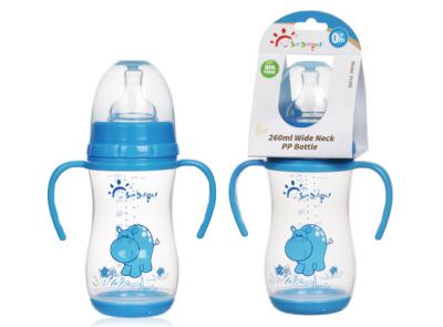 China 9oz 260ml Wide Neck PP Polypropylene Arc Baby Nipple Bottle for sale