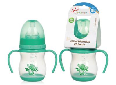 China Anti Fall 6oz 160ml Wide Neck Silicone PP Baby Feeding Bottle for sale