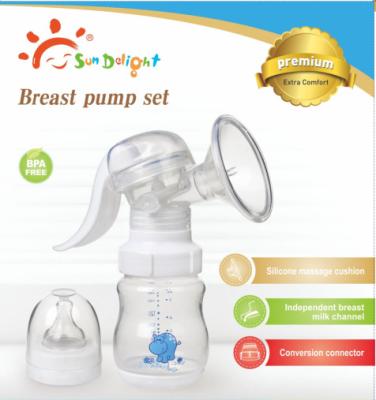 China Sundelight PP SILICONE BPA Free Manual Breast Pump With Bottle for sale