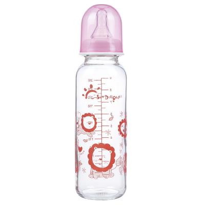 China Heat Resistant Standard Neck 9oz 250ml Glass Baby Feeding Bottles for sale