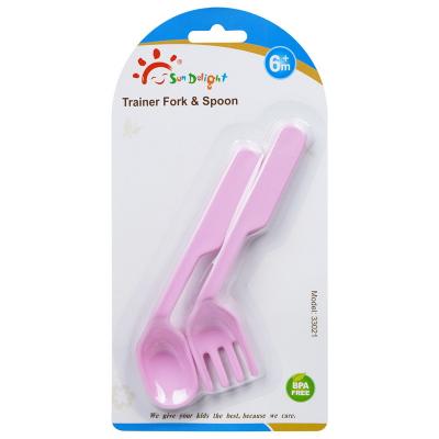 China PP TPE Soft Color Change Fork Baby Feeding Spoon for sale