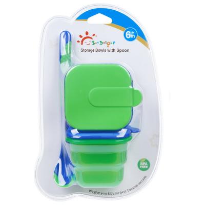 China almacenamiento plástico hermético libre de los alimentos para niños de 2pcs BPA con la cuchara en venta