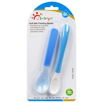 China FDA Soft Bite Color Change TPE Baby Food Spoon for sale