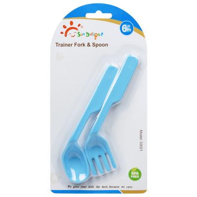 China PP TPE Soft Bite Color Change Baby Feeding Spoon Fork for sale