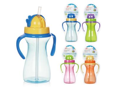 China BPA Free Multicolor 9oz 290ml PP Silicone Baby Weighted Straw Cup for sale