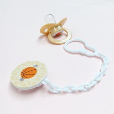 China Liquid Silicone ABS Basketball Baby Soother Chain for sale