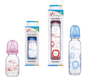 China Heat Resistant Hi Transparency Standard Neck 9oz 250ml Glass Baby Feeding Bottles for sale