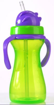 China Green Purple 9oz 290ml Baby Weighted Straw Cup With Handle for sale