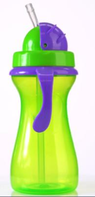 China Green Purple 9oz 290ml Baby Weighted Straw Cup With Handle for sale