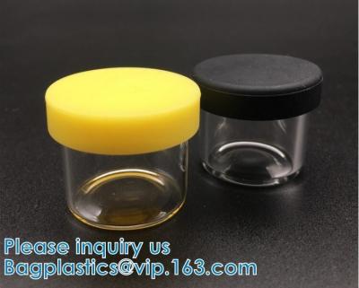 China Concentrate Or Oil Containers, 6ml Clear No Neck Glass Concentrate Container with Silicone Cap for sale