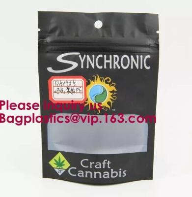 China CBD, Gummies, Weedness, Airtight Heat Resealable Smell Proof Mylar Stand Up Bags With Clear Window for sale