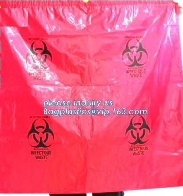 China Biohazard Waste Disposal Bags Drawstring, Gallon Capacity, Medical Garbage Bags, High- Temperature Resistant for sale