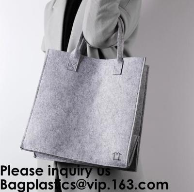 China Grocery Bags Reusable Eco Shopping Bags Large Made By Felt Fabric Produce Bags Stylish Travel Tote Bag Gray for sale