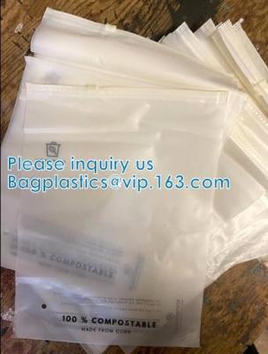 China Biodegradable Slider Lock Bags, Compostable PLA Zipper Package, Corn Starch Appreal Garment Courier Mailer for sale