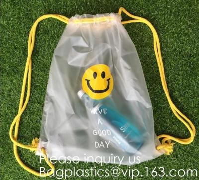 China Biodegradable Drawstring Laundry Bag customzied, Logo Printed Poly Hotel, Travel Laundry belonging Bag for sale