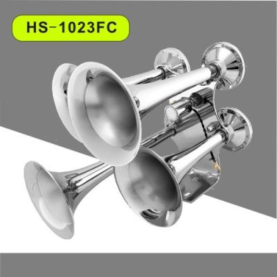 China 12/24V loud sound big train air horn  Four Trumpet Chrome Air Horn  (HS-1023FC) for sale