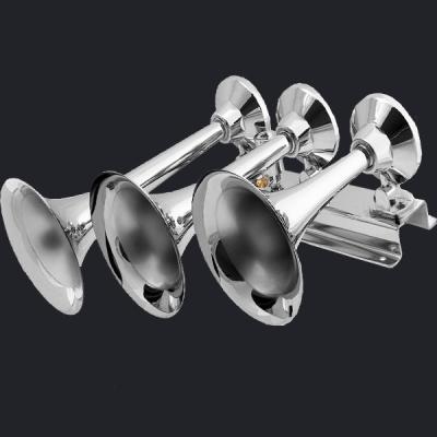 China 12/24V In-line Big Three Trumpet Chrome Train Air Horn  (HS-1031C) for sale