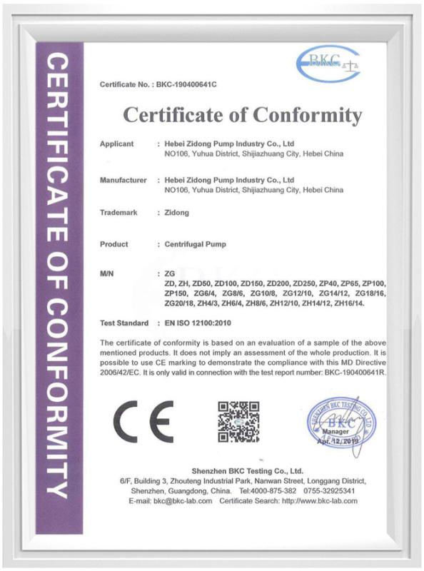 CE - Hebei Zidong Pump Industry Co., Ltd.