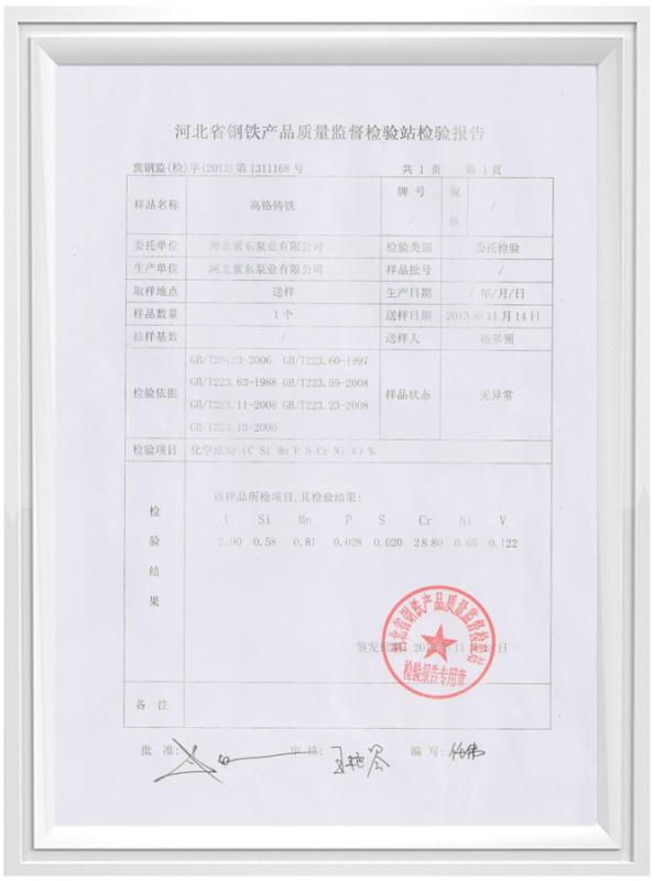 Testing report 2 - Hebei Zidong Pump Industry Co., Ltd.