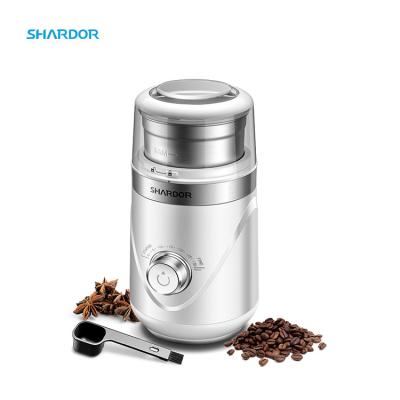 China Adjustable White Electric Coffee Bean Grinder Portable 10 Settings With Stainless Steel Bowl for sale