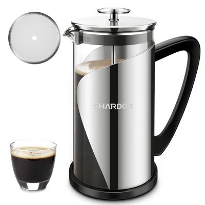 China Stainless Steel French Press Coffee Maker 1000ML Large Glass Double Wall French Press for sale