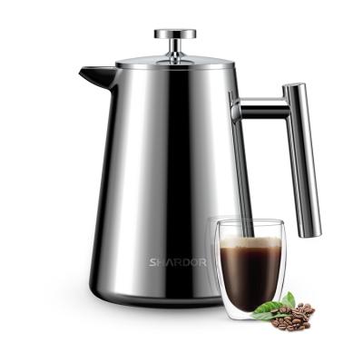 China 34OZ Double Wall Insulated French Press Coffee Maker Classical Style SS304 for sale