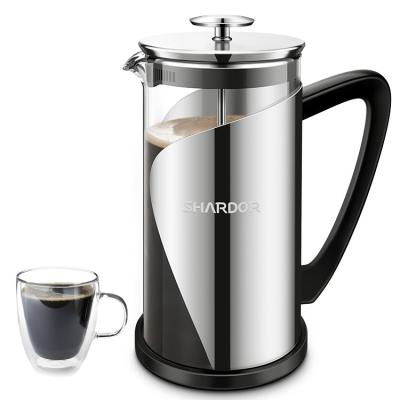 China Stainless Steel Insulated Large French Press Coffee Maker Travel Camping Classic Glass Tea for sale