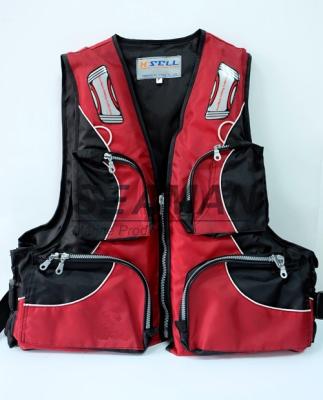 China 100N Red Water Sport Fishing Life Jacket With Oxford Nylon Adult Rigid Foam for sale