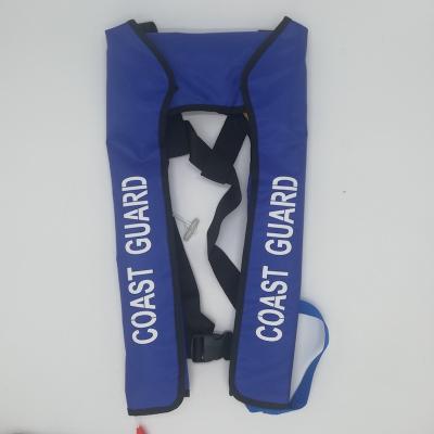 China 150N Navy Blue Coast Guard Inflatable Life Jacket With 33g CO2 Cylinder for sale