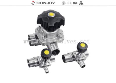 China SS316L 1 INCH T type Three-way Manual Diaphragm Valve for phamacy Fluid Control for sale