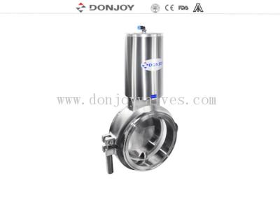 China Single acting Normal Open Sanitary level 3 inch powder butterfly valves with stainless steel actuator for sale