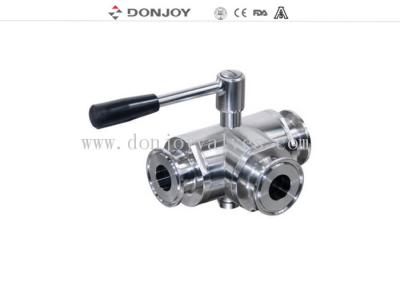 China DN10-DN100 Manual Three Way  Sanitary Ball Valve with clamped Connection for sale
