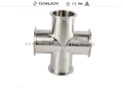 China Sanitary Stainless Steel Sanitary Fittings , Clamp Equal Cross IHCH size , Polished inside and outside for sale