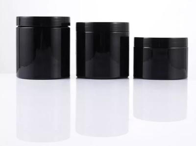 China Empty PET Plastic 120ml Cosmetic Jar Black For Cream Packaging for sale