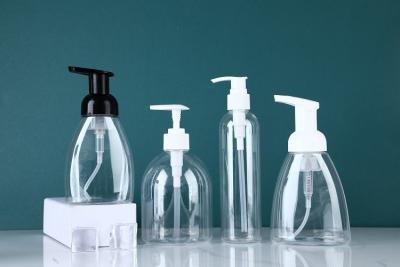 China Transparent shampoo bottle，hand wash bottle ,empty plastic spray bottle with pump , with different shape for sale