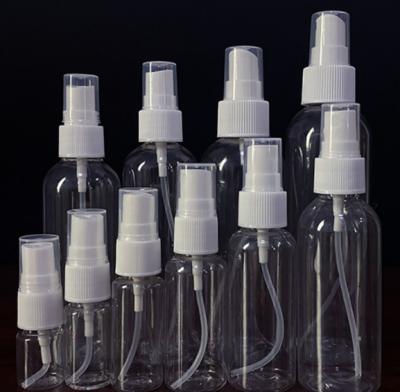 China Plástico del ANIMAL DOMÉSTICO del claro de la botella 80ML 100ML del espray del desinfectante de la mano del alcohol del perfume en venta