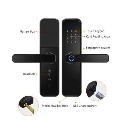 China Tuya Wifi Fingerprint Smart Door Lock Waterproof App Remote Control Lock for sale