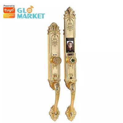 Cina Glomarket Tuya Smart Door Lock Luxury Villa Pure Copper Antique Face Recognition Fingerprint Unlock Electronic Door lock in vendita